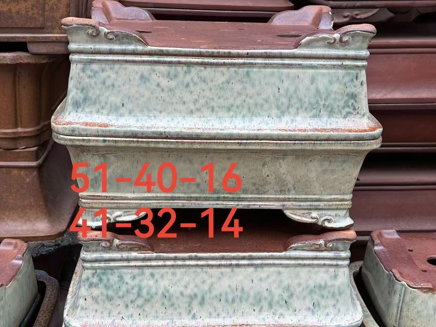 【储小伟花盆】51-41高温釉花脚长方