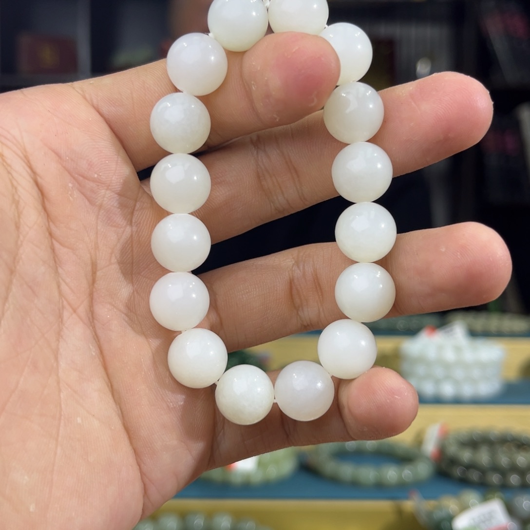 和田玉手串未镶嵌纯天然和田玉13年新疆且末天泰12