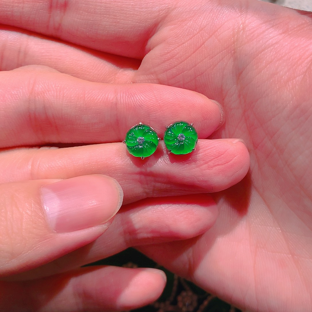 银S925镶嵌翡翠耳饰?****风