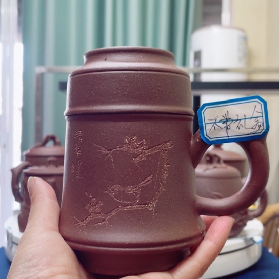 紫砂茶杯紫泥金钟杯