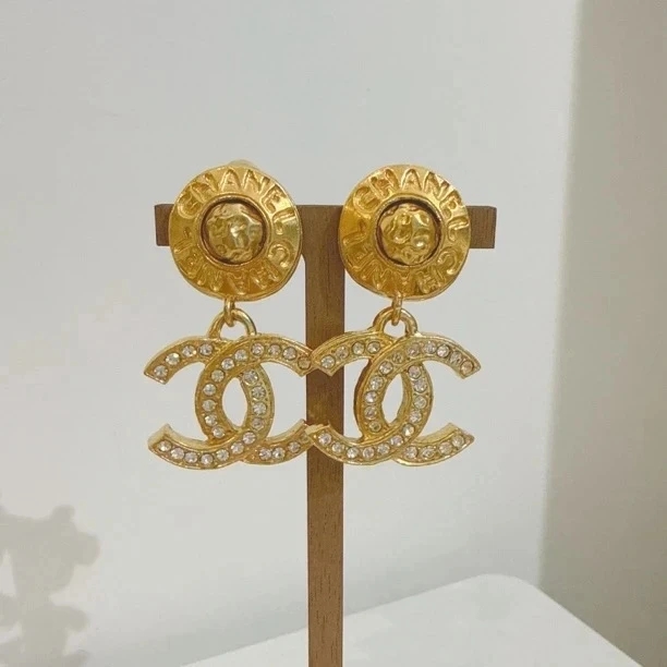 95新 Chanel/香奈儿 Chanel vintage香奈儿中古钻双c耳夹
