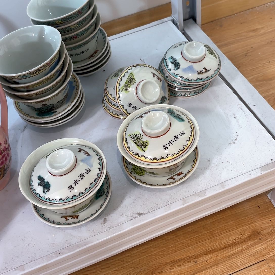 壶陶瓷山清水秀三才盖碗