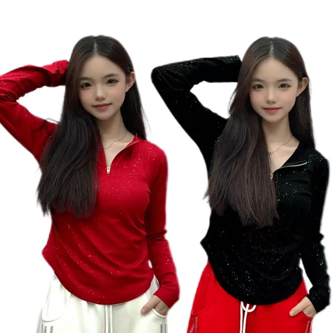 2025广场舞上装拉链洒银秋季女时尚长袖女士C223