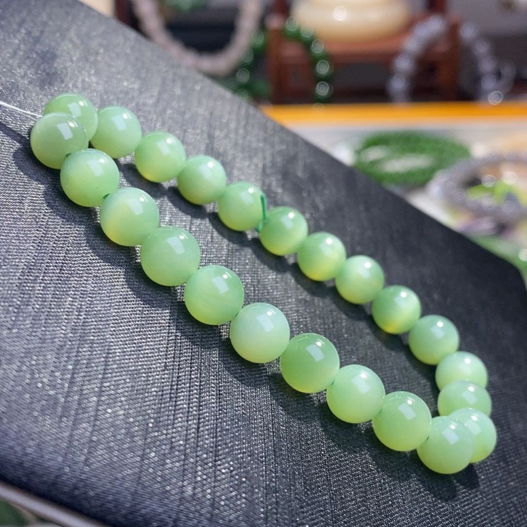 和田玉碧玉猫眼手串8MM未镶嵌