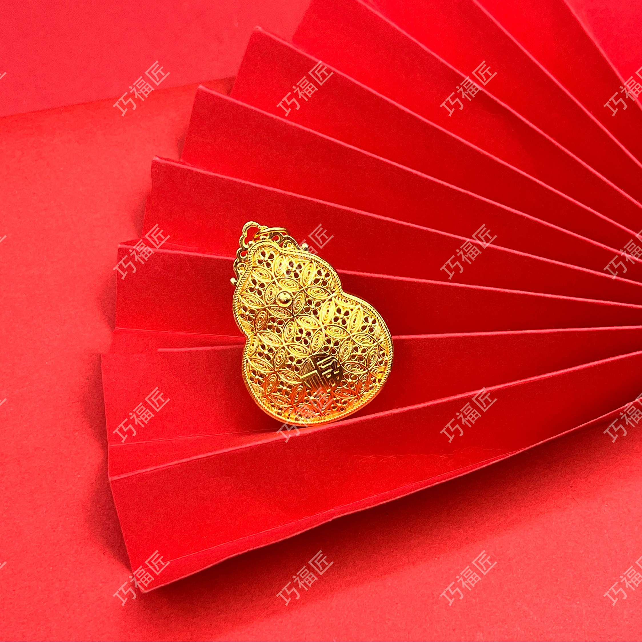 吊坠足银 扁镂空葫芦吊坠工艺古风雕刻百搭时尚挂坠精美素款