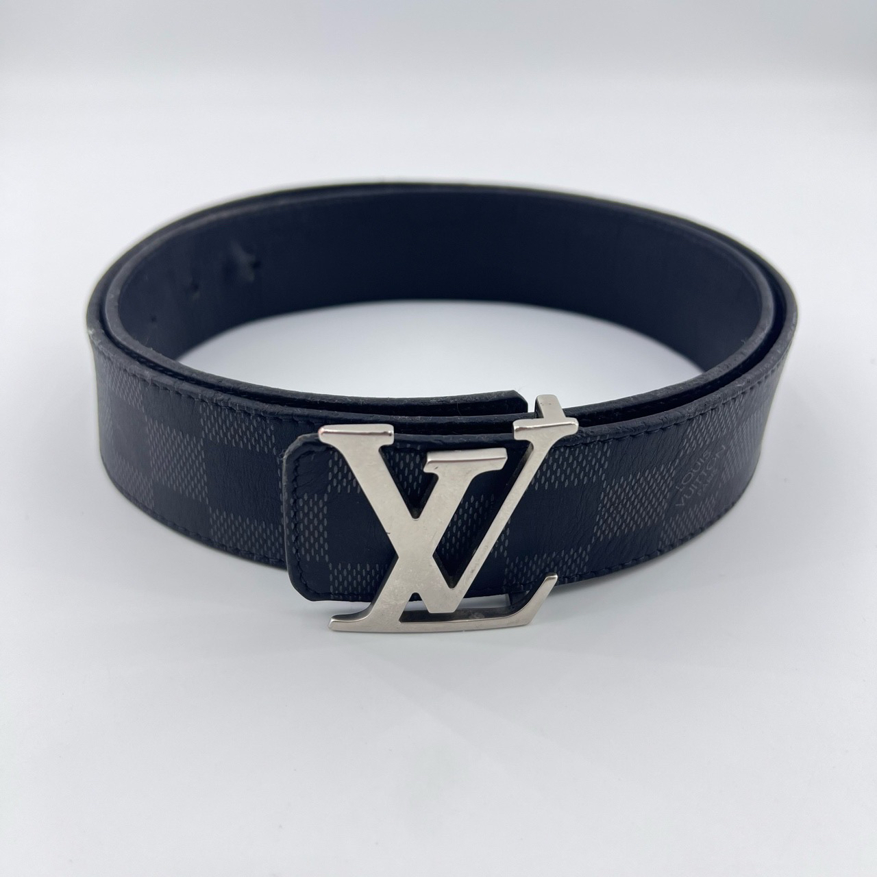 90新 LouisVuitton/路易威登 棋盘格银扣腰带