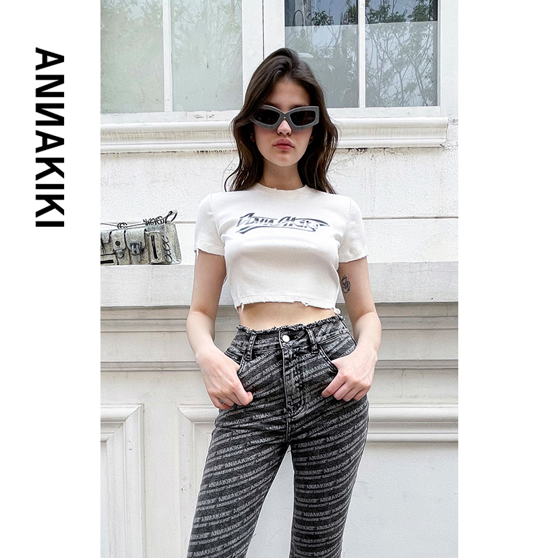 【AUNISEX专属】ANNAKIKI  金属LOGO印花收腰T恤 3C3B0101H085