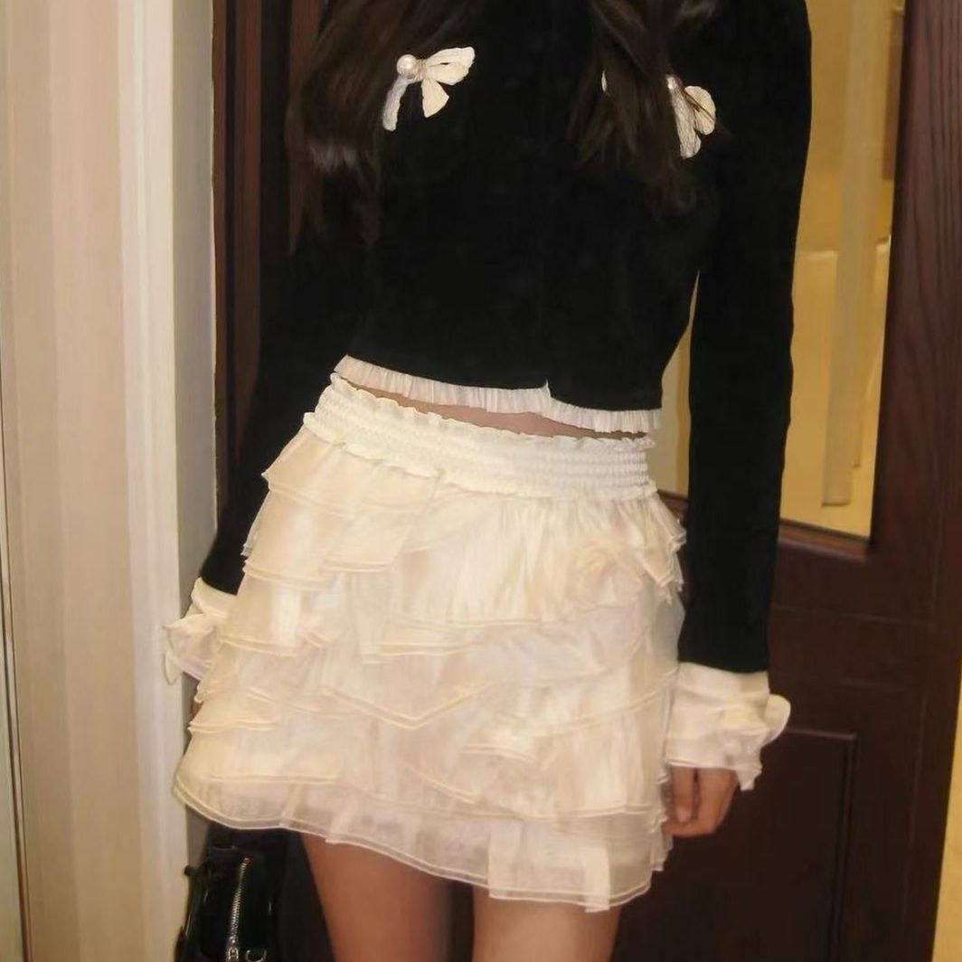 【DÉ MYSTÈRE】拉拉家冬季新款洛可可层叠欧根纱半裙短裙GFC250130