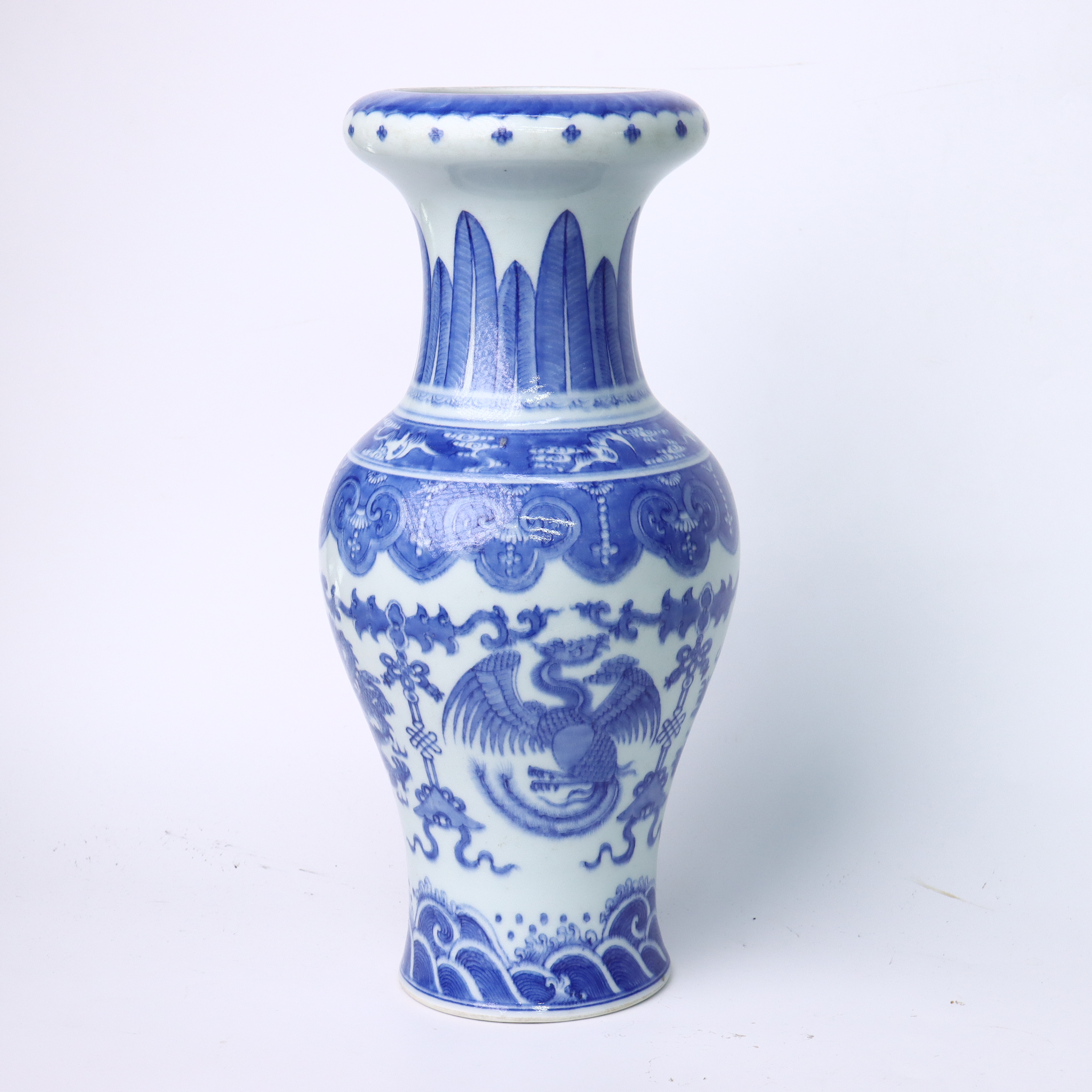 【清】青花龙凤呈祥纹如意尊（高37.7cm）425