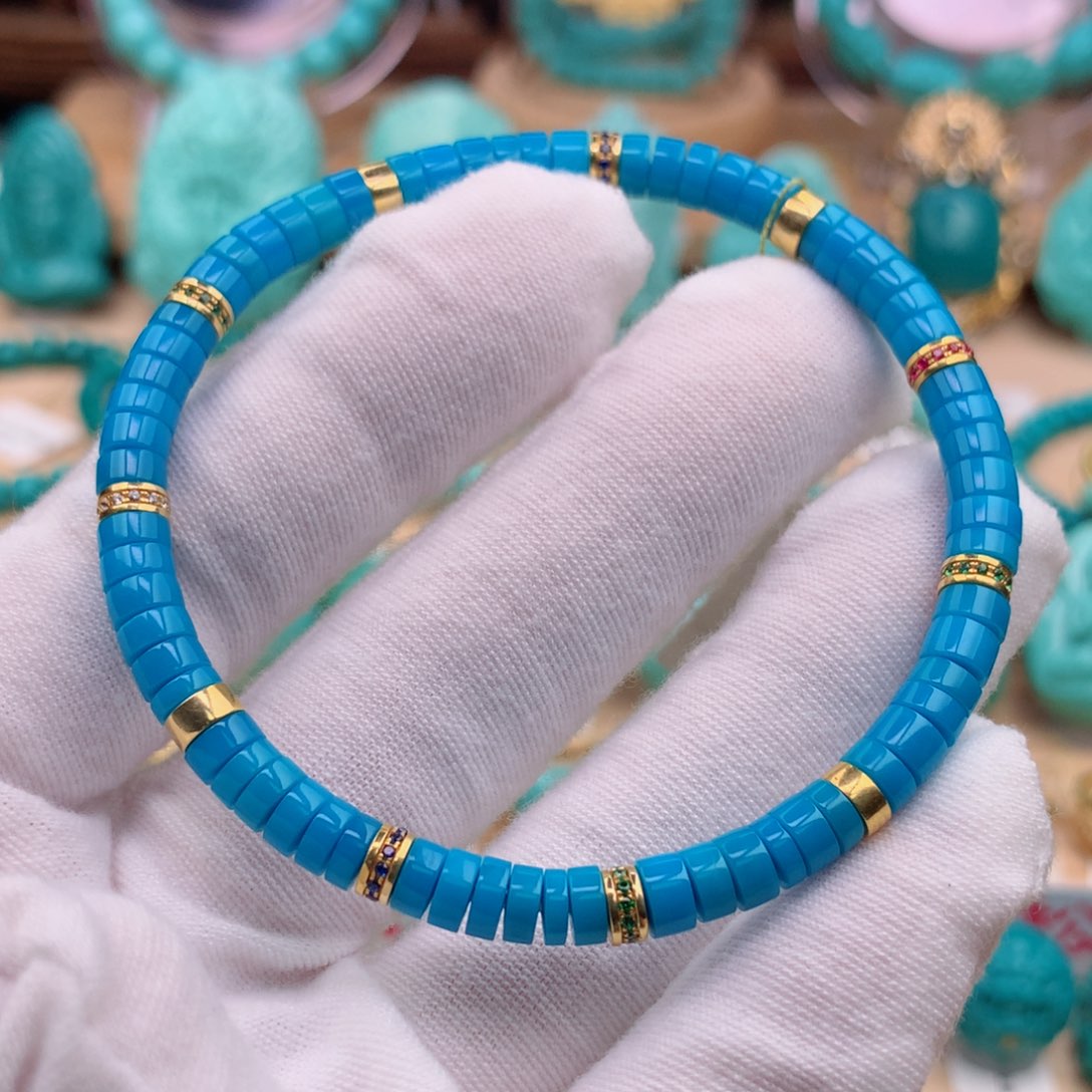 绿松石珠宝奇石18K金镶嵌