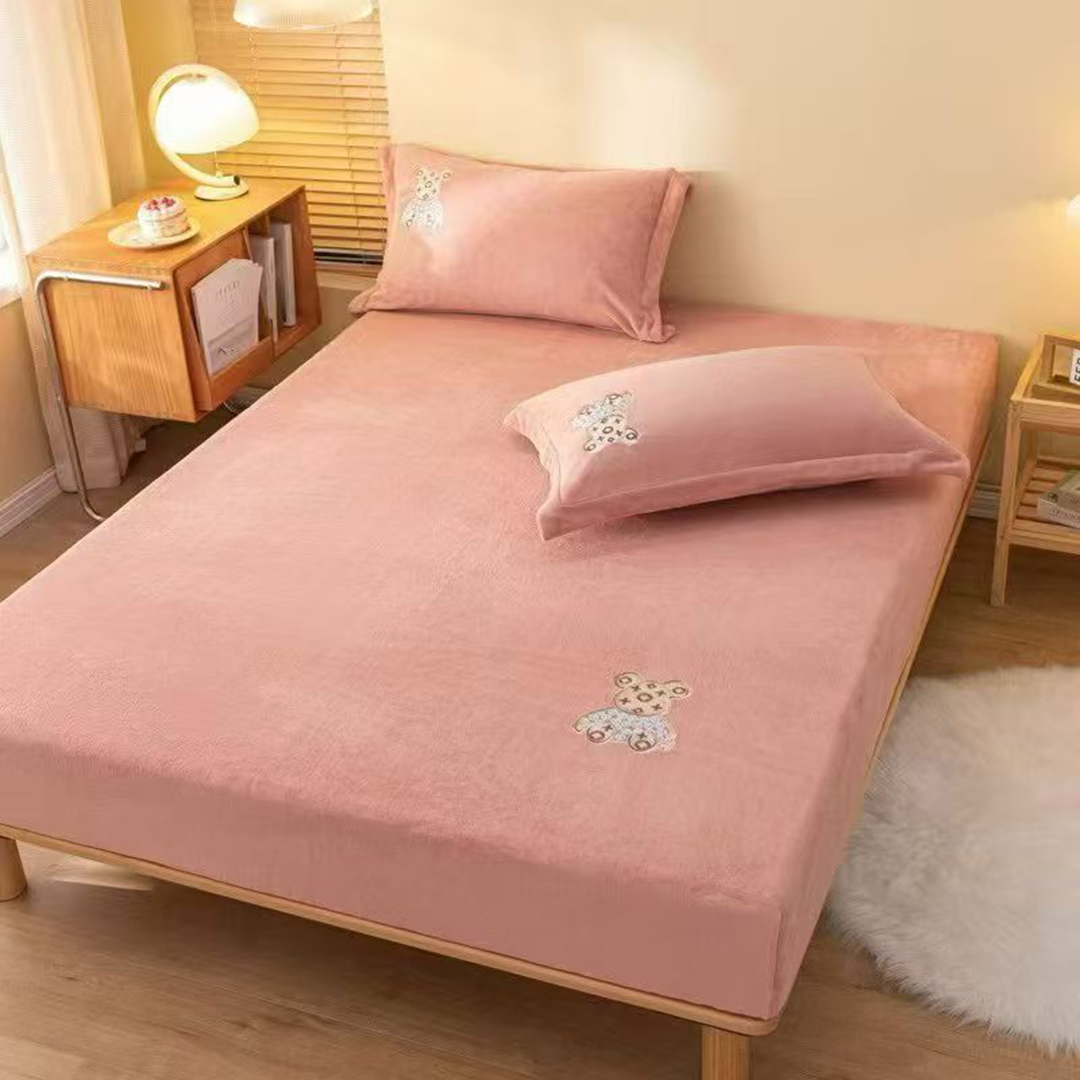 A类牛奶绒床笠冬季保暖加绒简约床垫套可水洗床笠保护罩特价处理