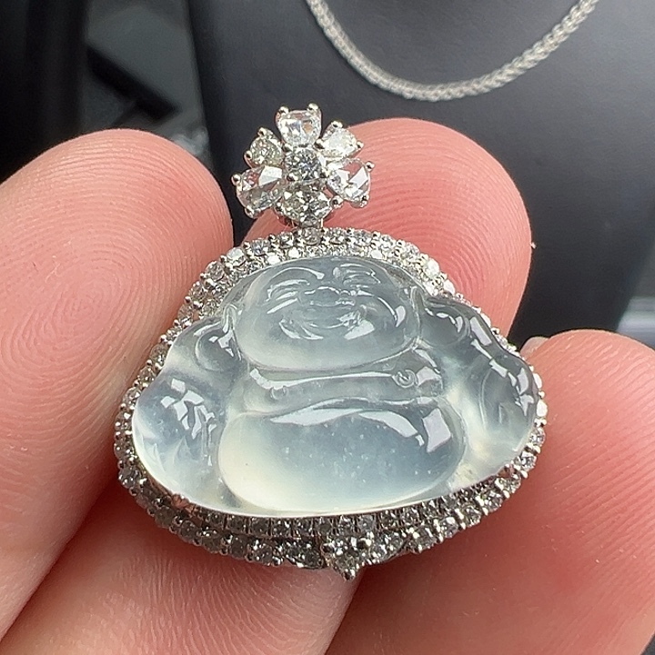 翡翠18K金镶嵌颈饰佛12