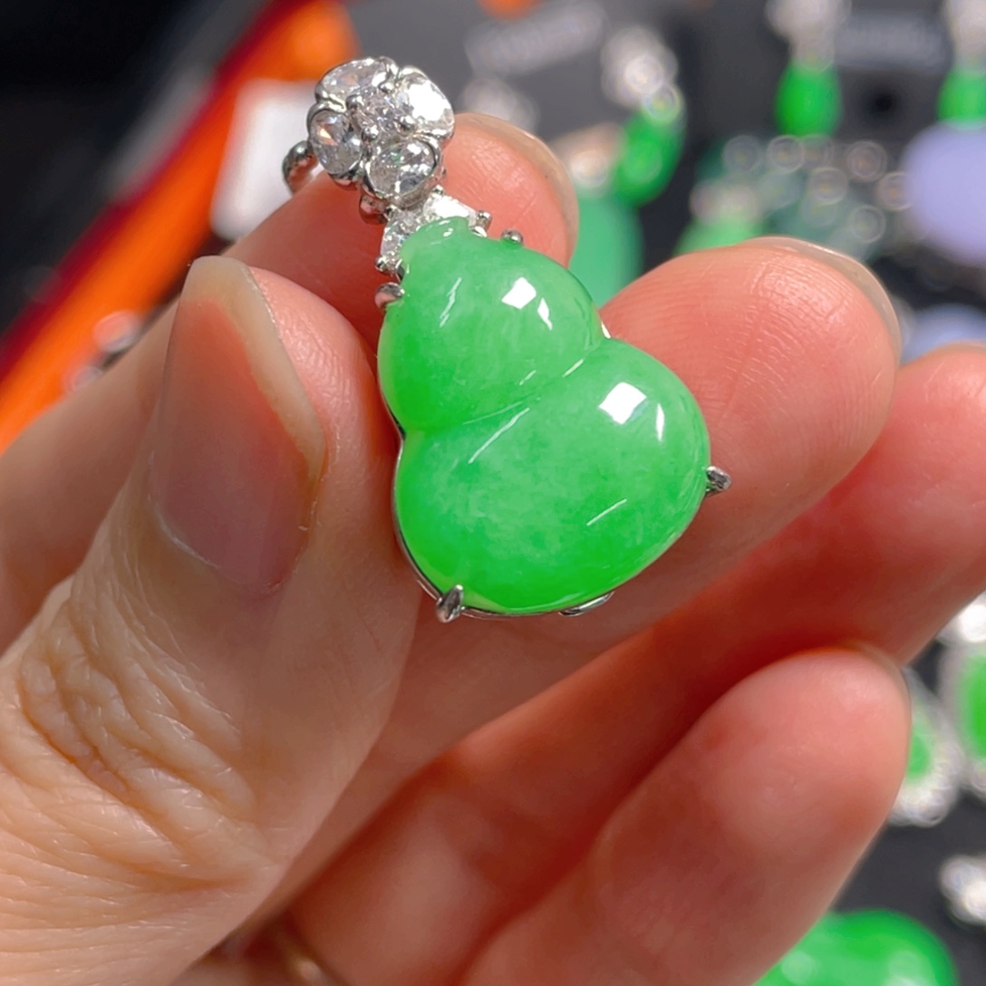 翡翠银S925镶嵌吊坠(不含链)