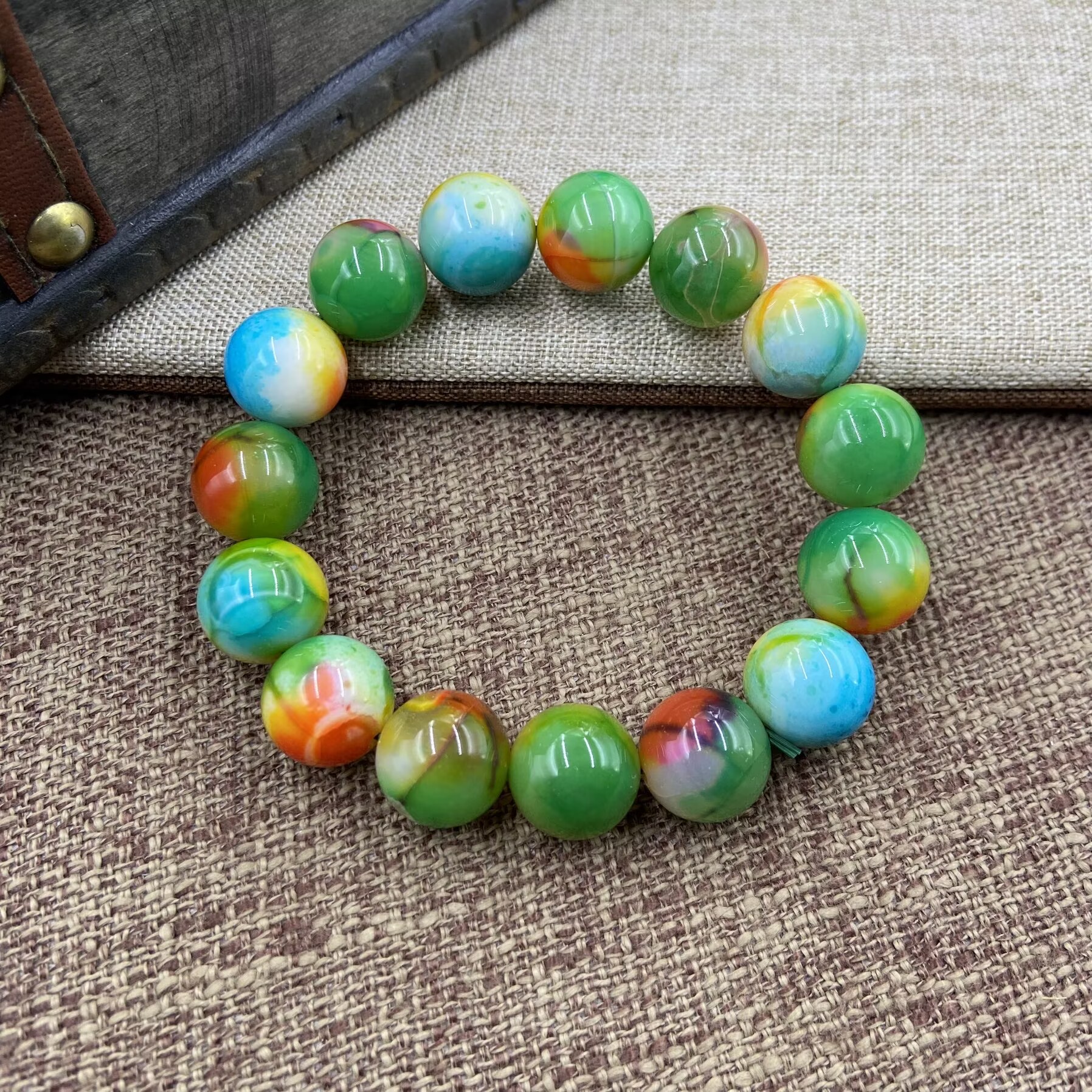 非金属珐琅手链 5663  新款精选双色渐变绿色手链