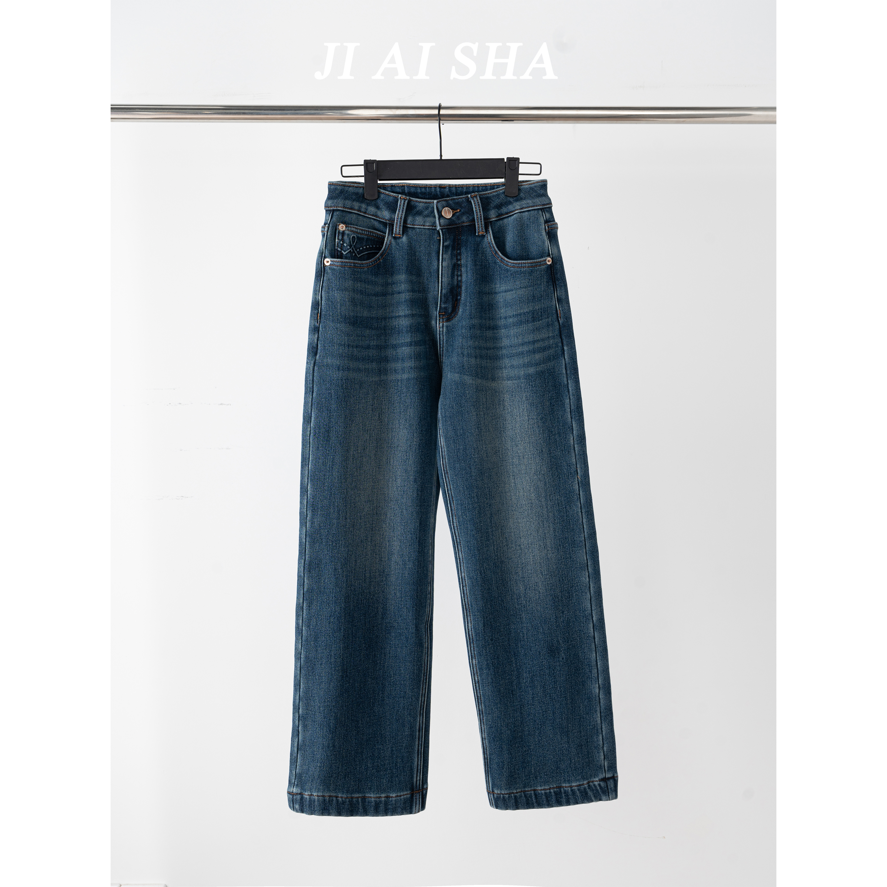 冬新款加绒法棍牛仔裤 Y687-1