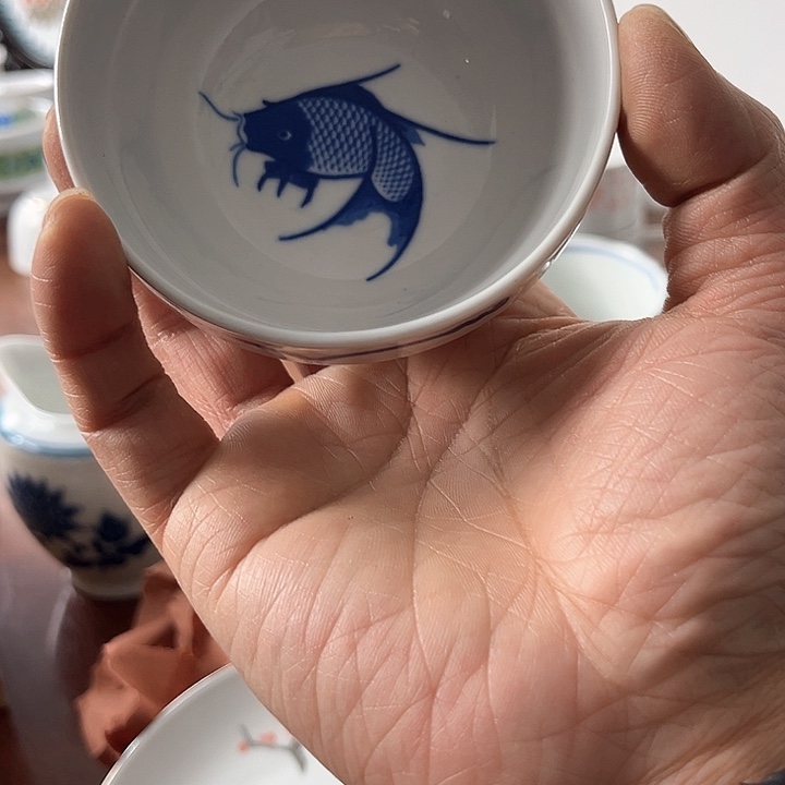 碗官窑群力80年代青花茶碗