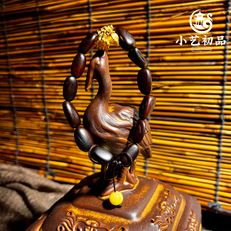 天然雷击木手串玉化随型枣珠沙金莲蓬道珠本命年盘玩珠子手链女