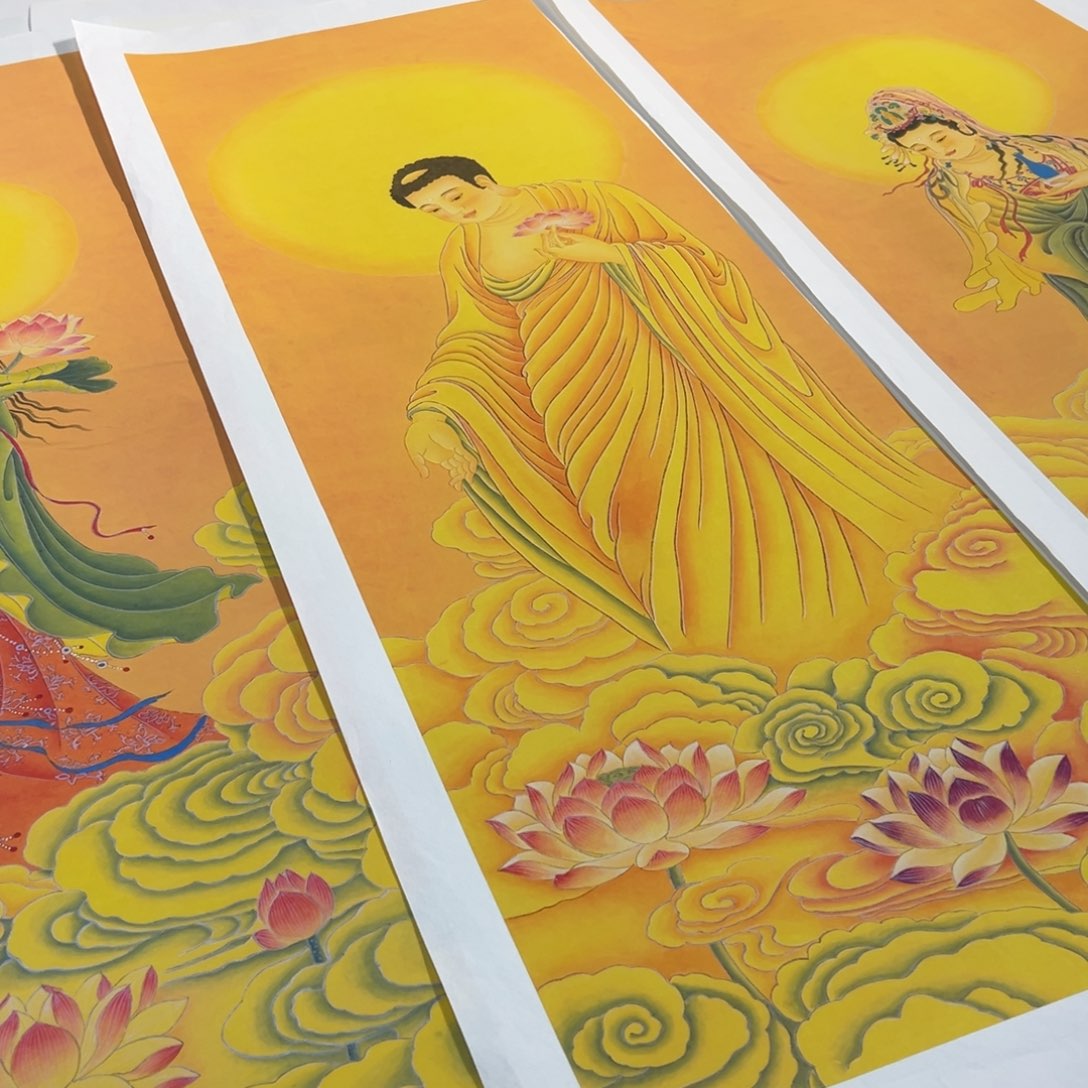 阳***亿国画西方三圣一套三幅