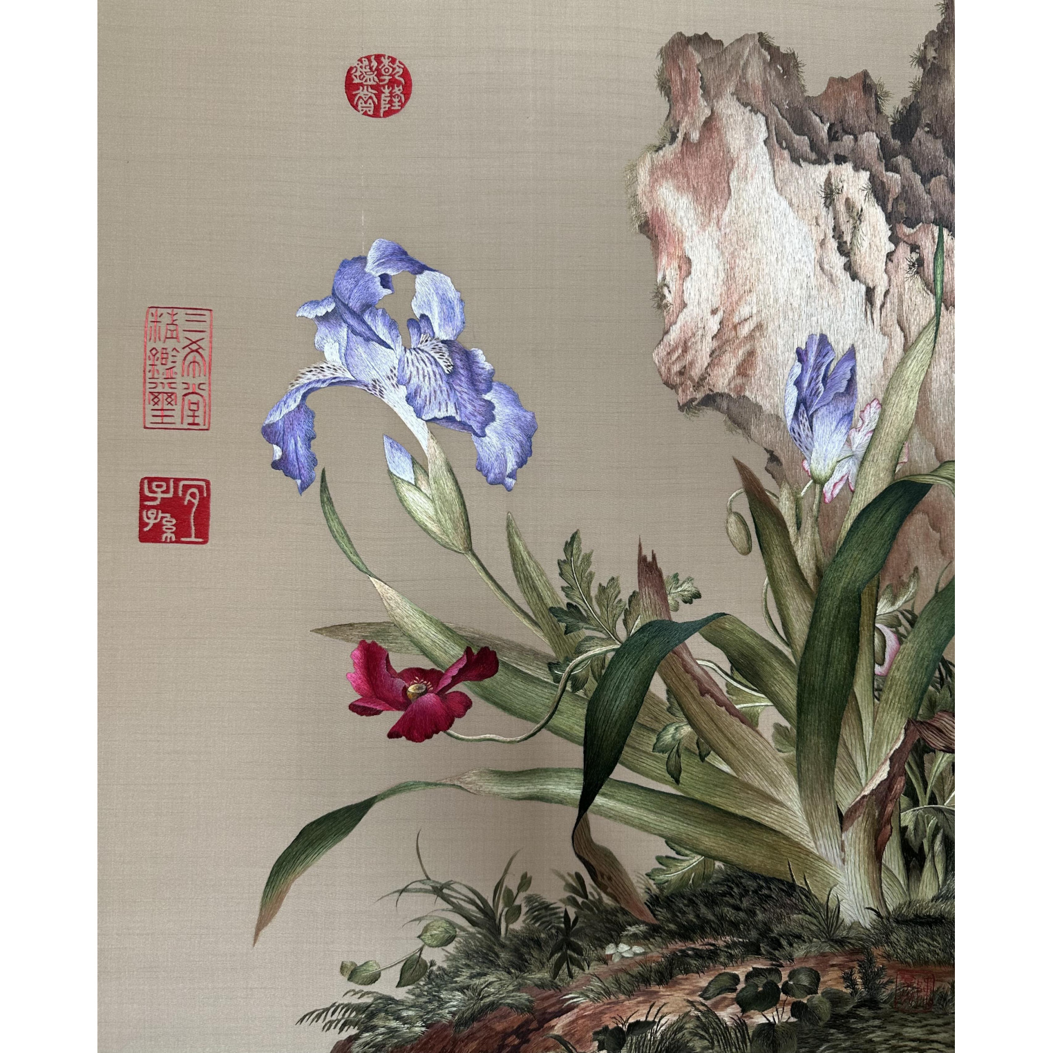 CQYCX郎世宁（蓝兰） 苏绣摆件 40*50 画芯