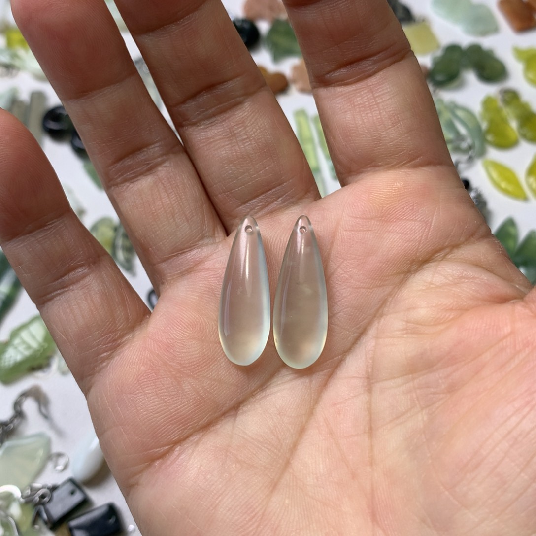 遗***z未镶嵌蛇纹石玉耳环