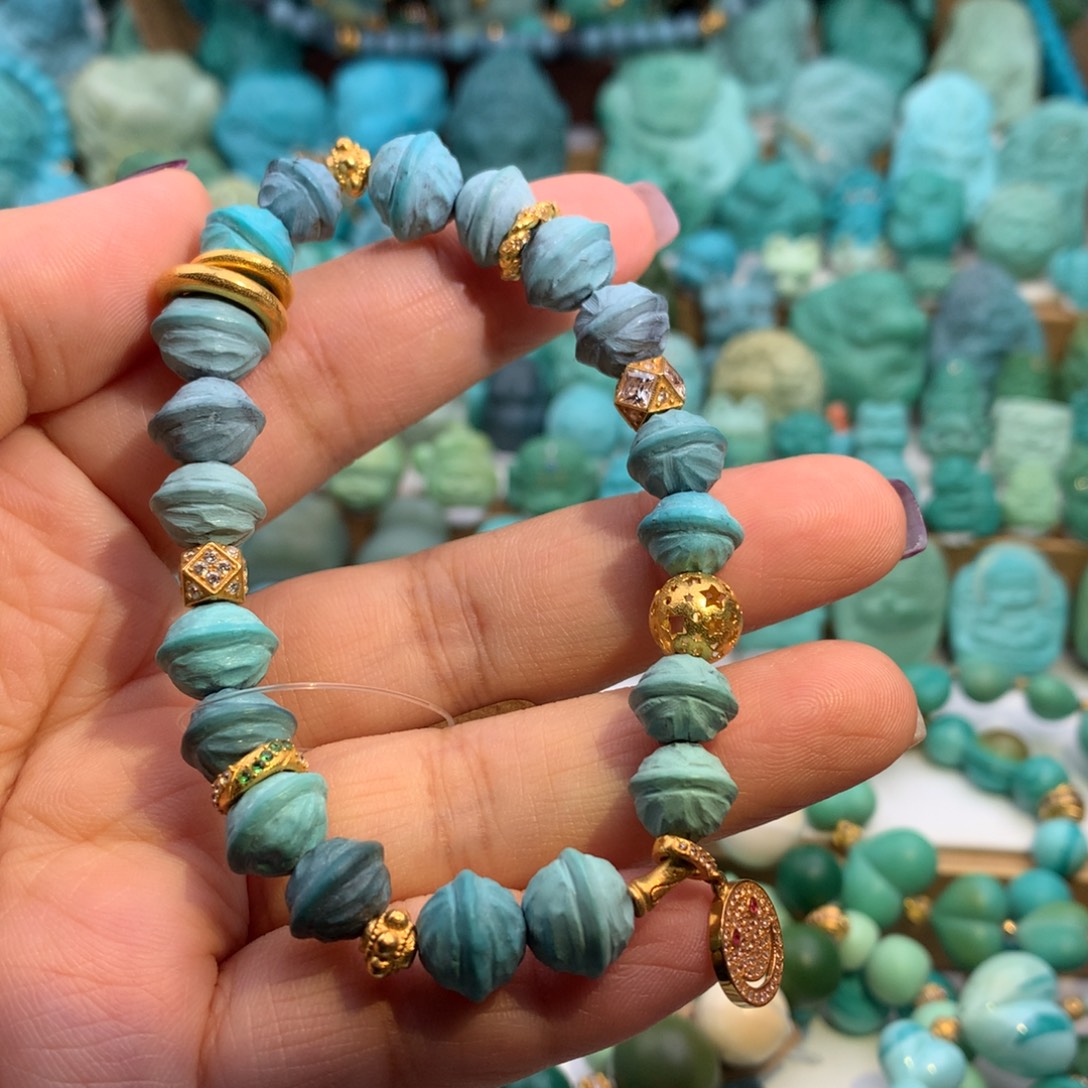 绿松石18K金镶嵌手链