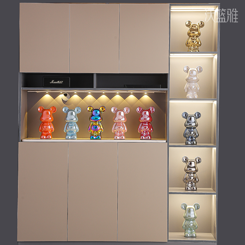 轻奢高档22爱心熊陶瓷摆件家居玄关客厅电视柜酒柜酒柜装饰品摆件