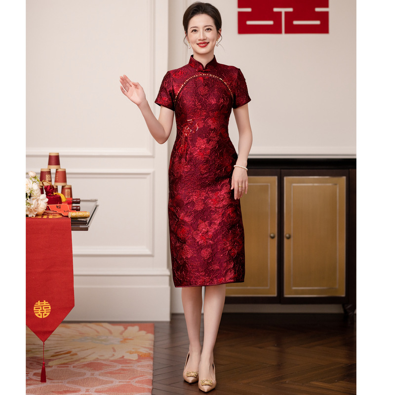 优雅妈妈减龄装婚礼服喜婆婆婚宴旗袍夏新款端庄气质裙子