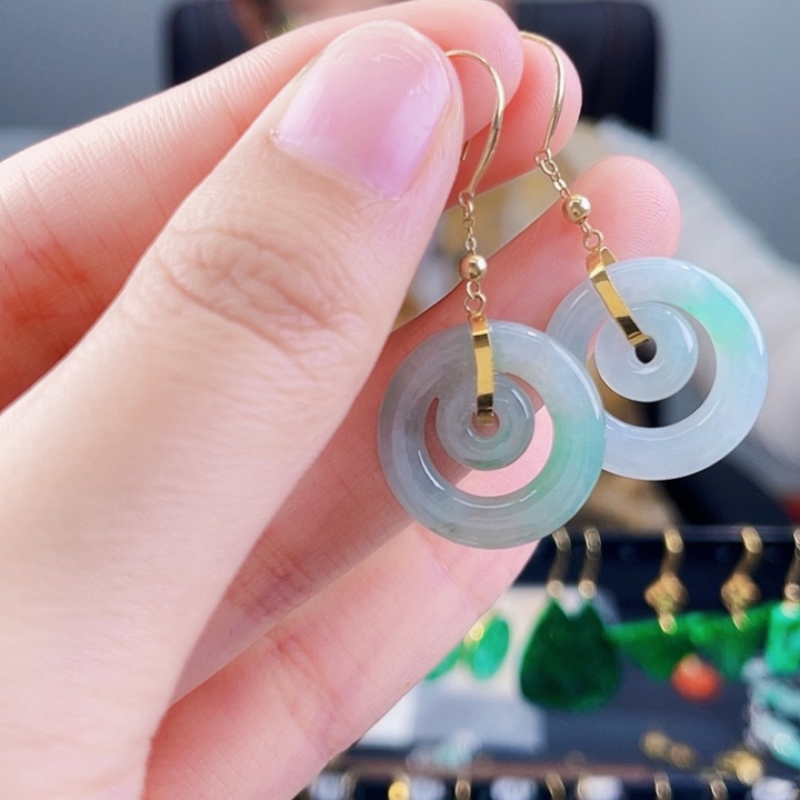 翡翠耳饰18K金镶嵌饰品