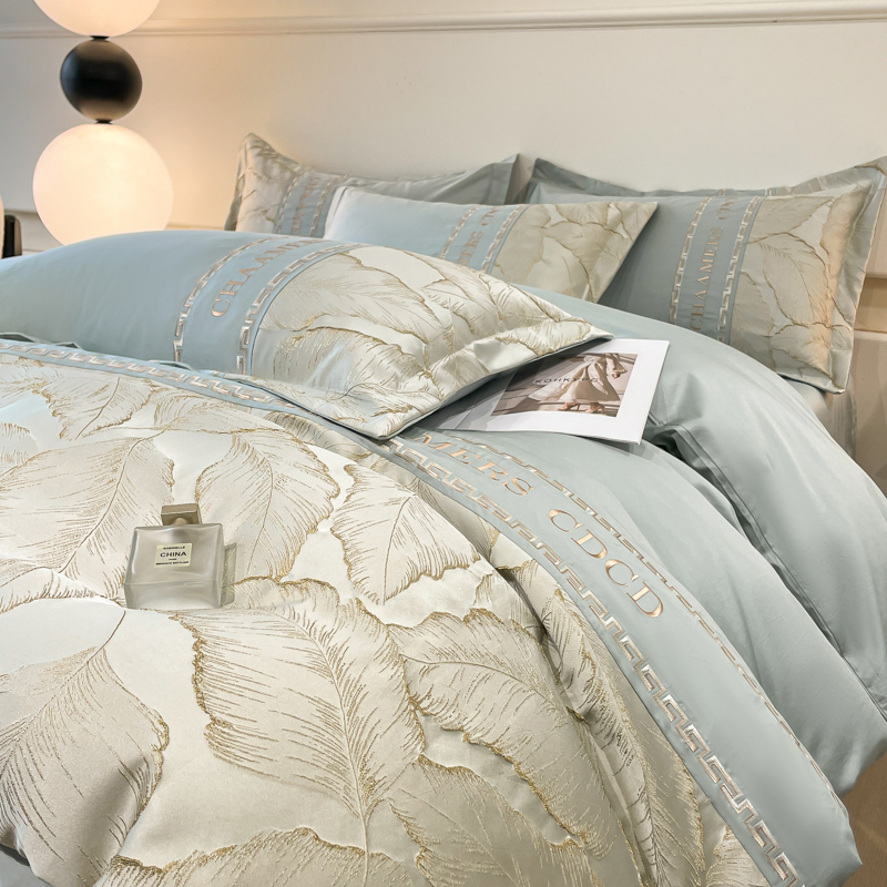 2025轻奢提花刺绣四件套高级感浮雕刺绣陶瓷生态磨毛新款加厚简约