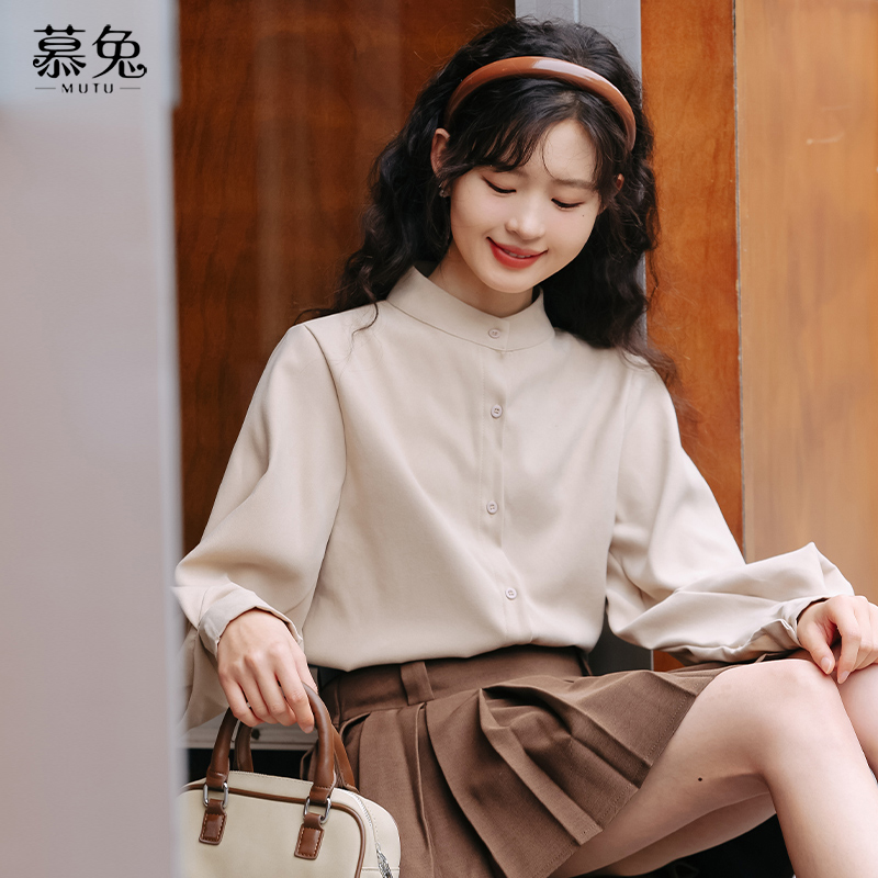 高级感法式复古灯笼袖衬衫设计感小众宽松上衣