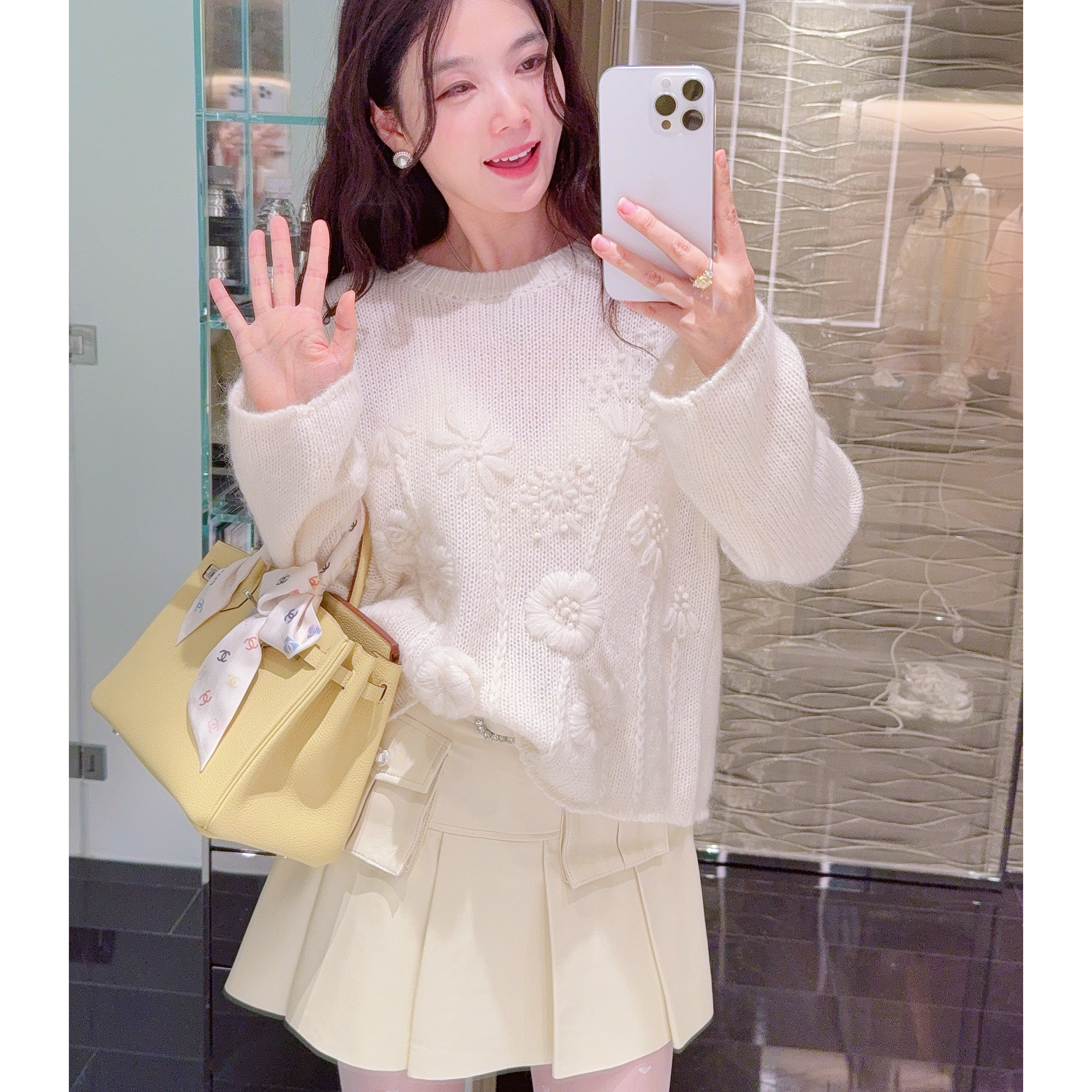 MissLuxury【专属玫瑰】立体玫瑰花手工毛衣女慵懒松弛套头大毛衣