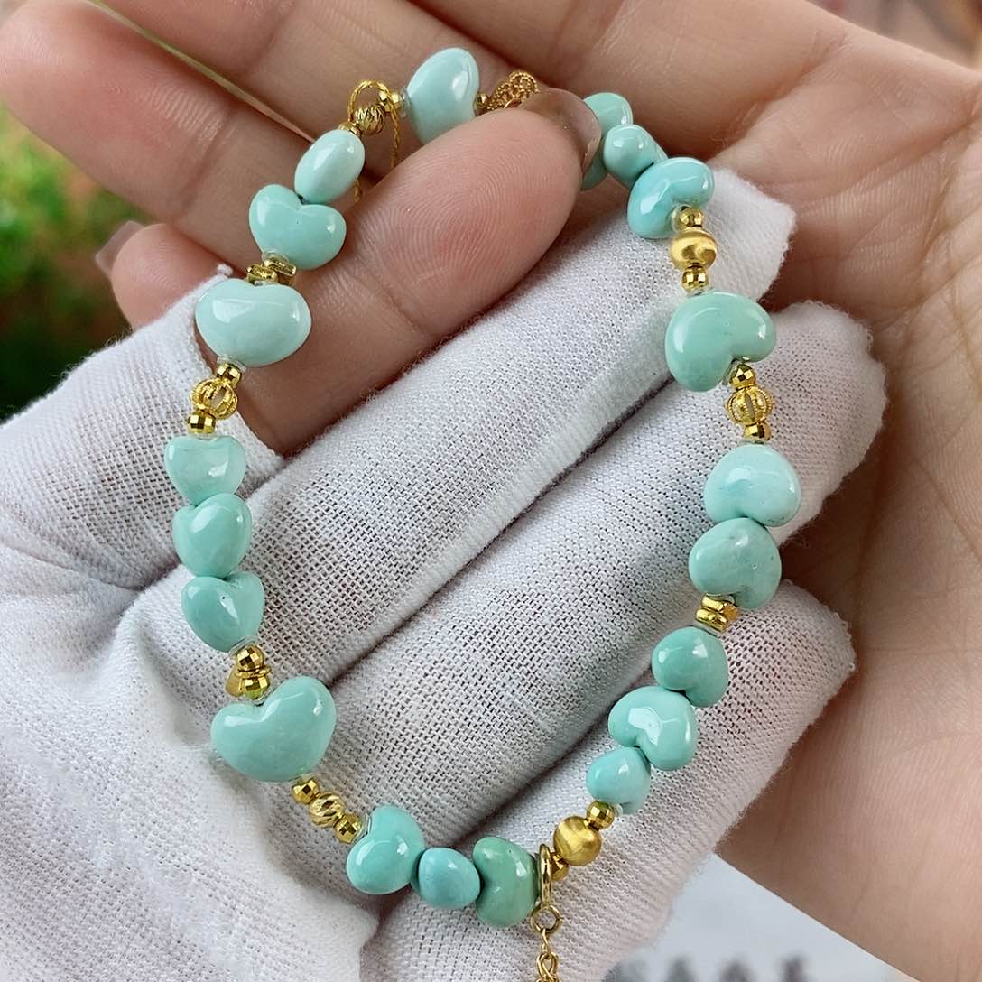 绿松石珠宝奇石18K金镶嵌