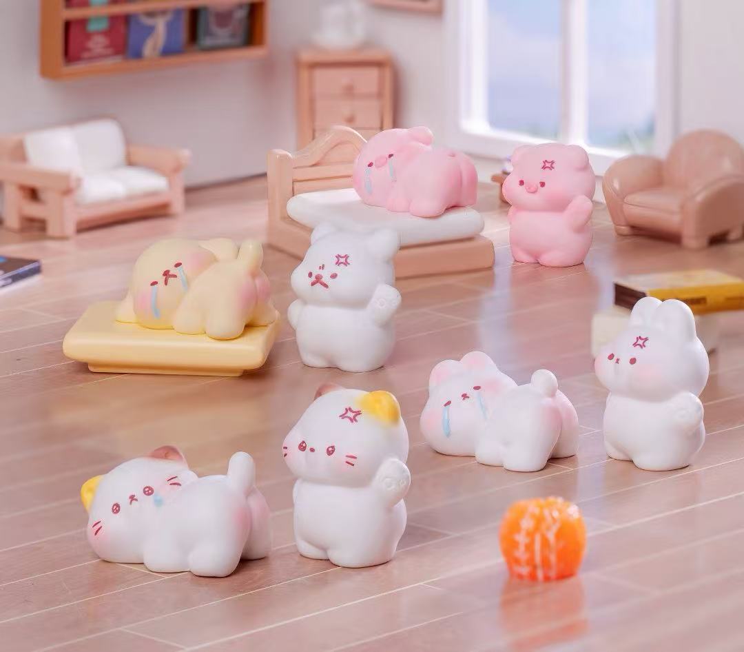 【挨打小动物】树脂萌粒潮玩娃娃DIY配件摆件九宫格对对碰