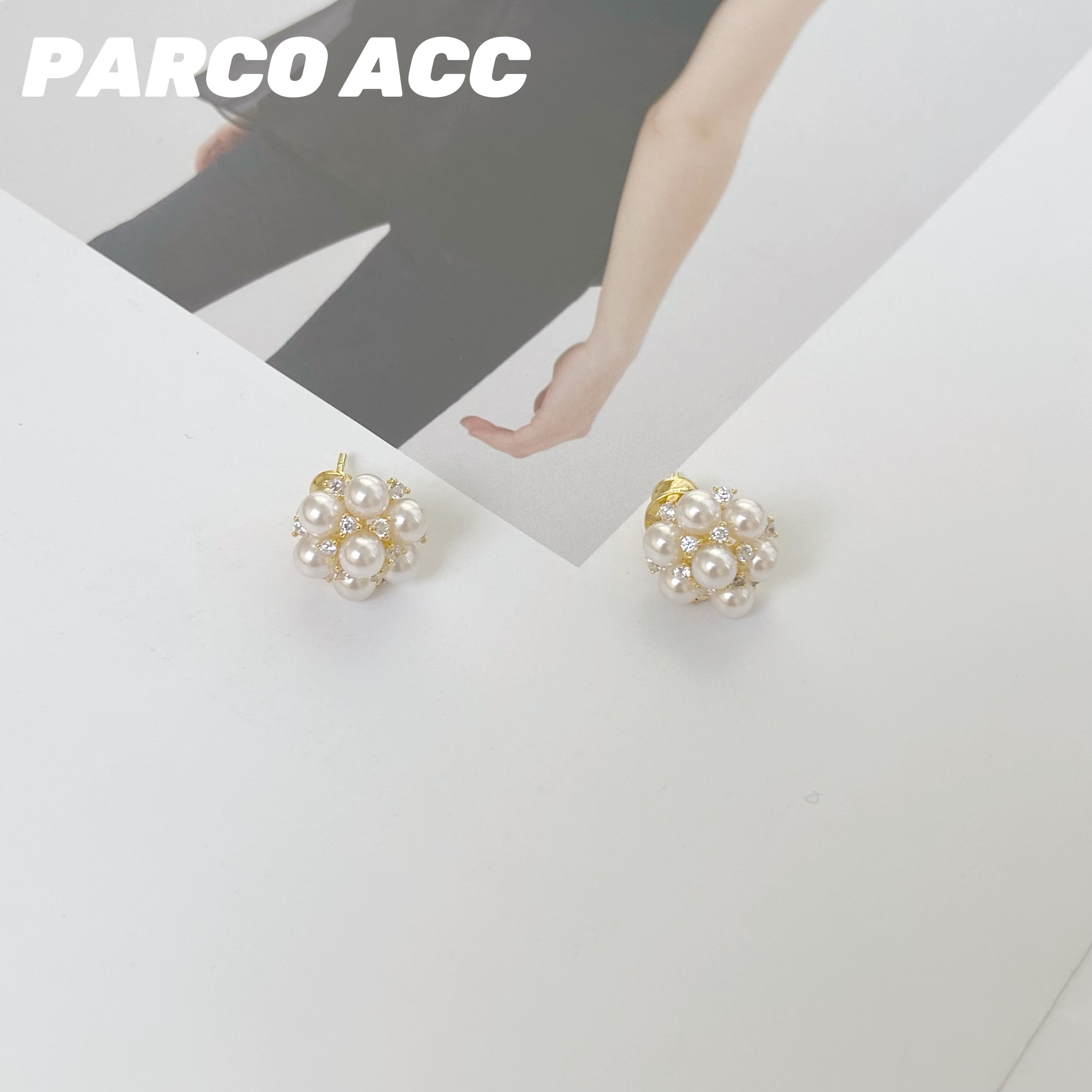 铜合金合成锆石耳饰 TG316 POCKET 金色爆米花耳钉