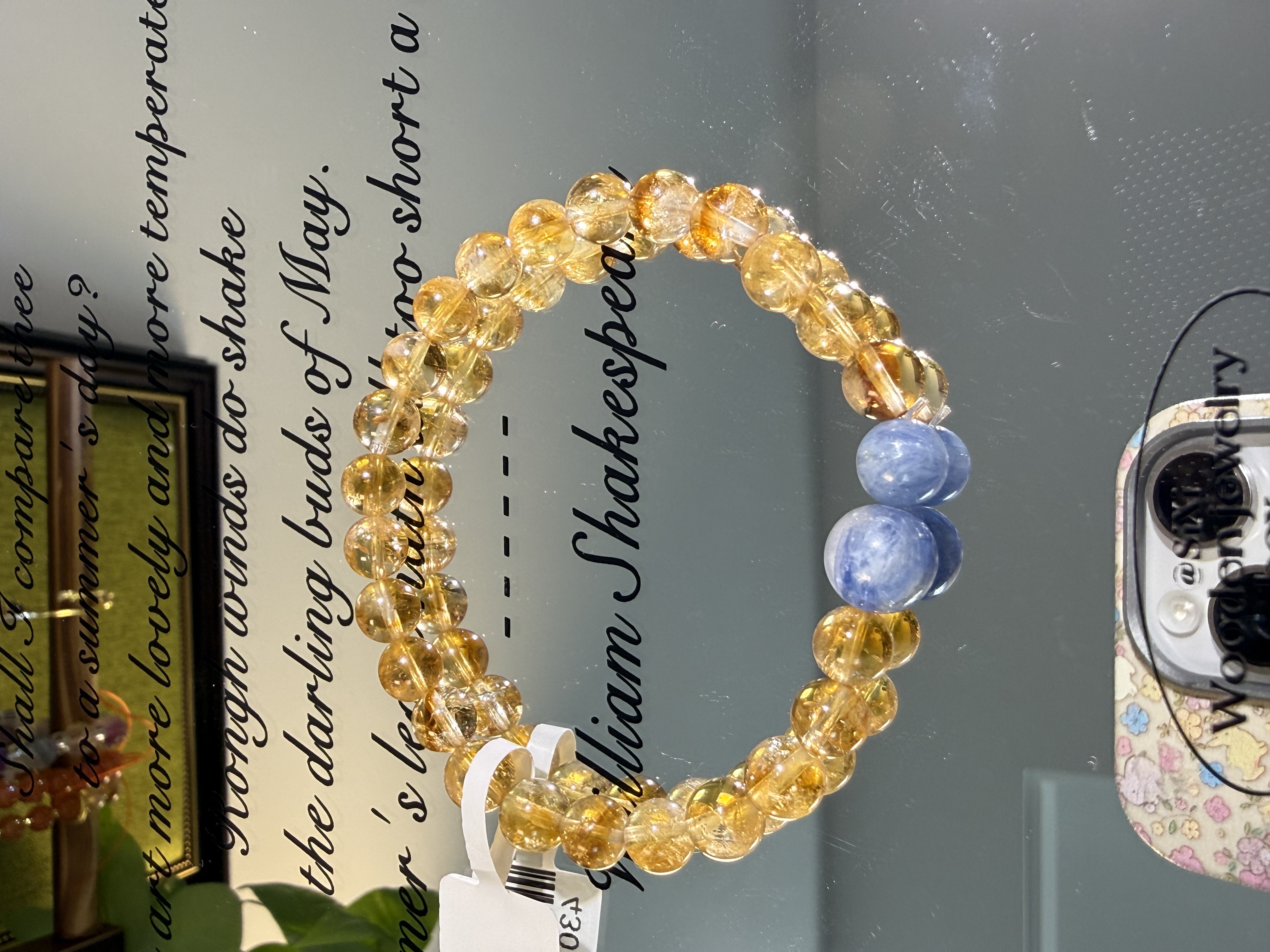 天然黄塔晶蓝晶石手串