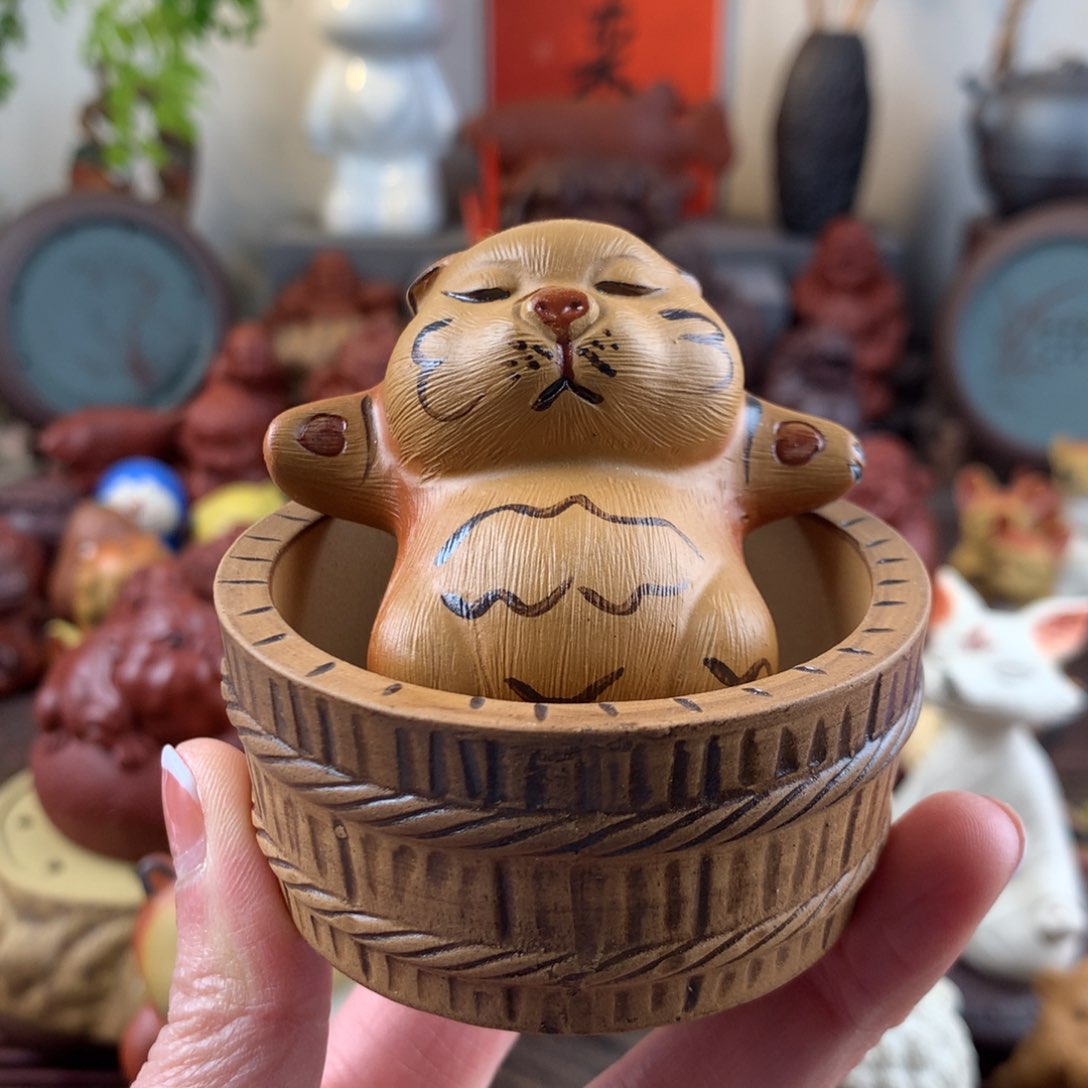 紫砂茶宠躺平虎➕澡盆