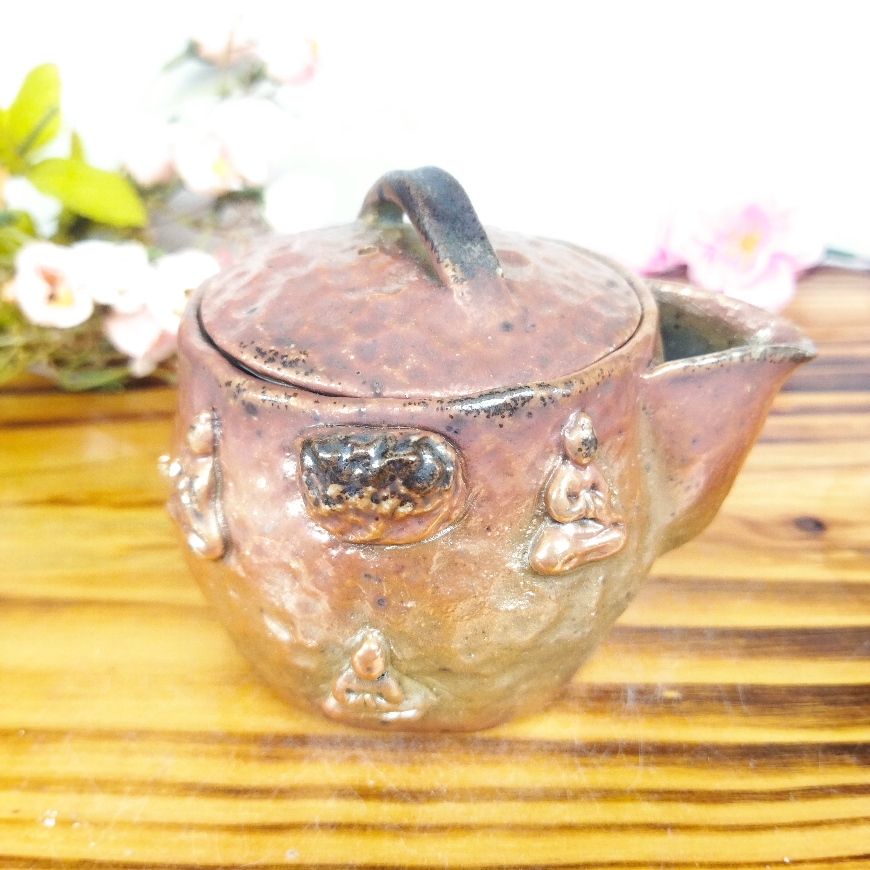 微瑕万佛宝瓶粗陶纯手捏柴烧裸烧容量190CC