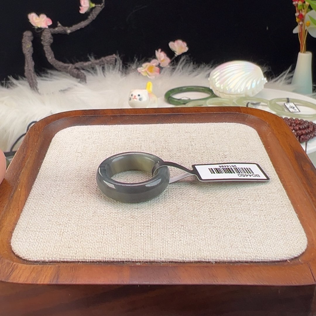 和田玉未镶嵌戒指w28青花窄轮胎17.3不退不换