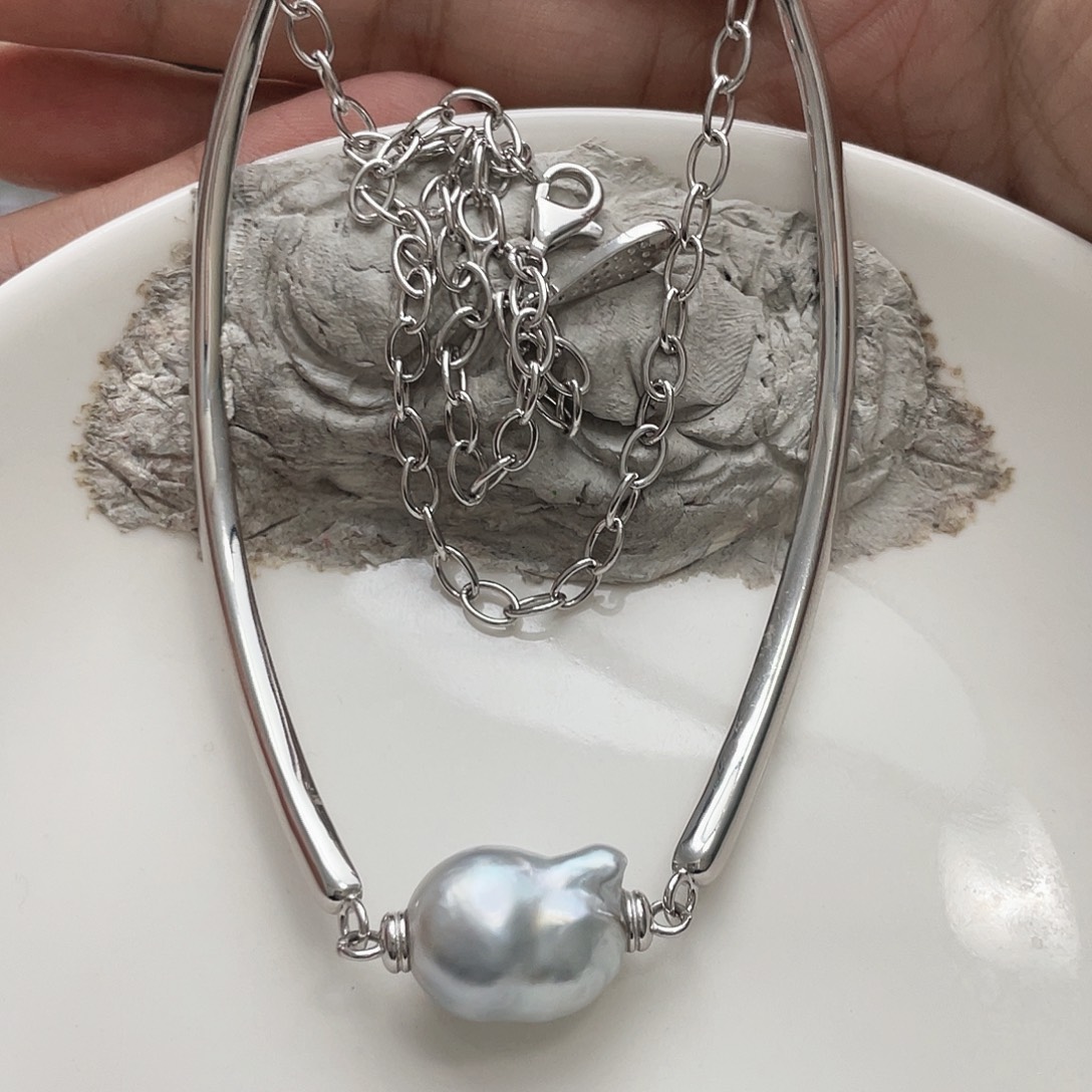 凡***星颈饰海水珍珠银S925镶嵌