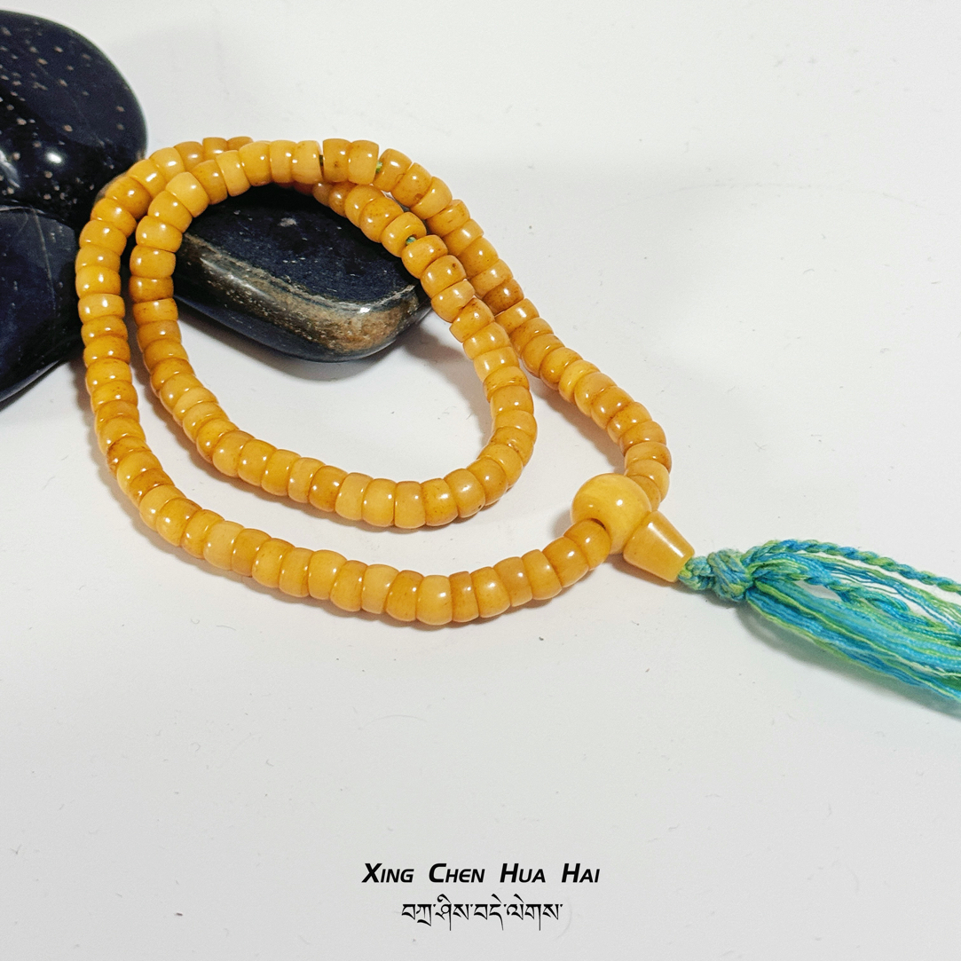 非金属木质项链 藏式风格极润牦牛骨小肠佛珠配饰