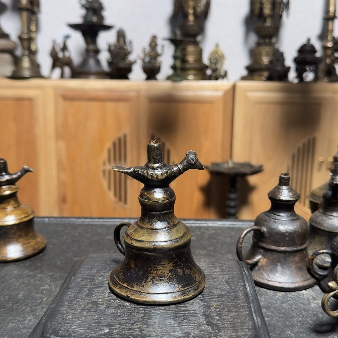 开***功铜尼泊尔老铜灯凤鸟灯