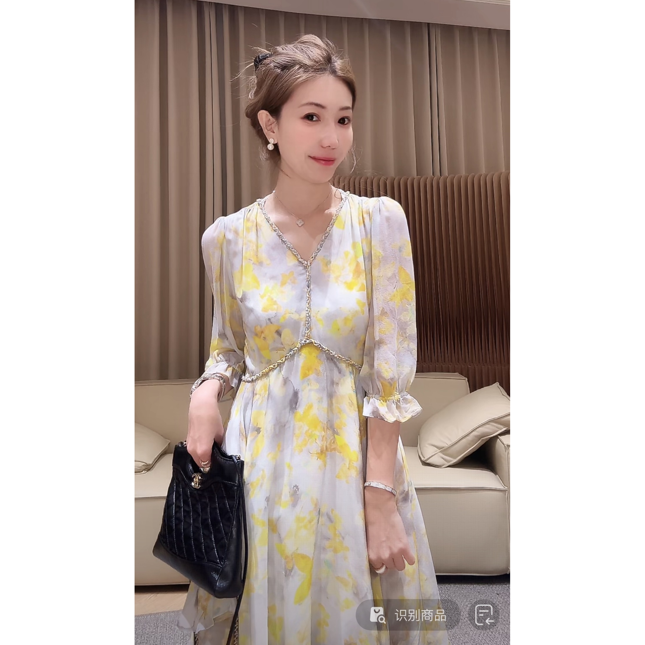 DEDM•STUDIODM/100%桑蚕丝气质静奢甜美碎花连衣裙2504LYQI/2468