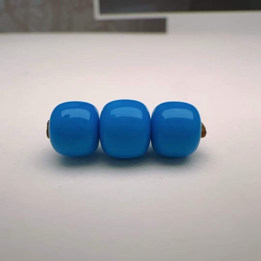 【莲心珠宝】老型套装云盖寺罕见皇家蓝完美无瑕腰珠7.5mm顶珠8.5mm