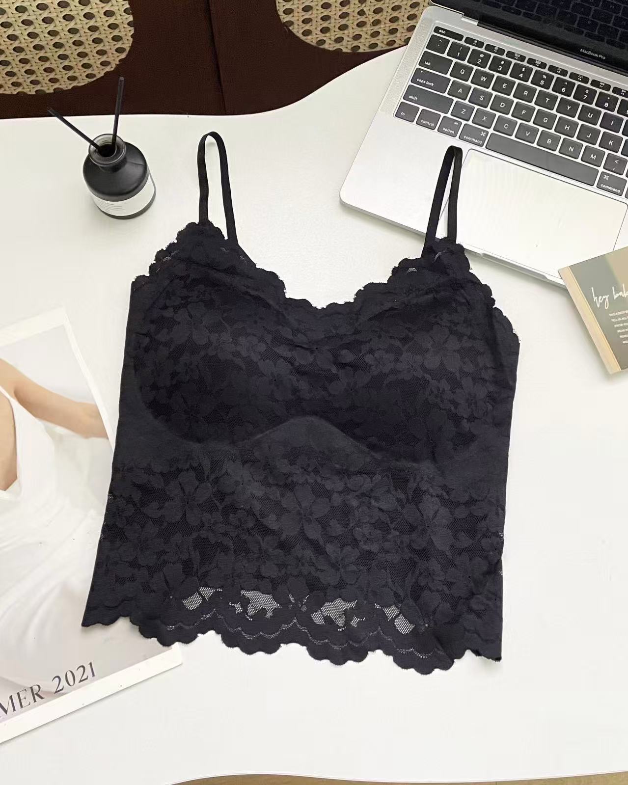 女人阁（带胸垫美背）蕾丝花边网红百搭可外穿型美背