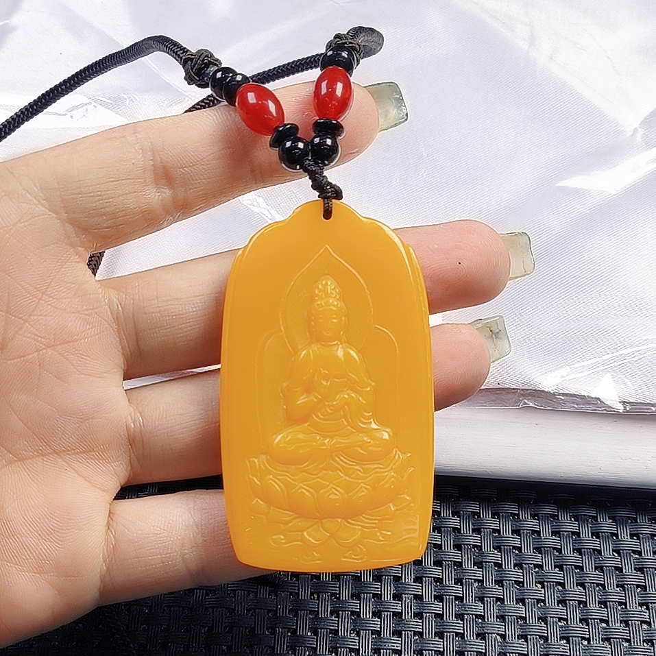 【聚宝严选】D244黄系观音牌套装吊坠hgy妈妈款精致精美气质百搭