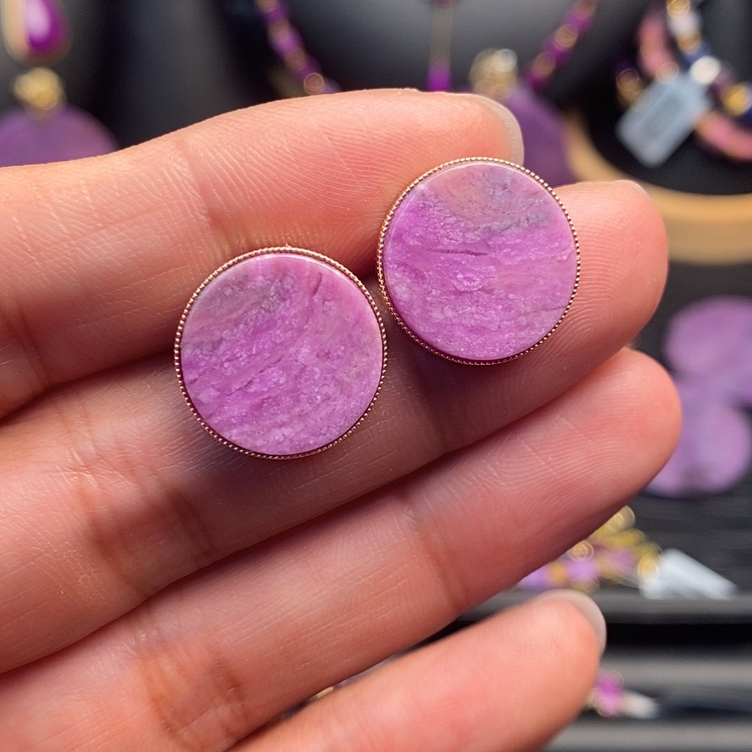 苏纪石（舒俱来）耳饰18K金镶嵌