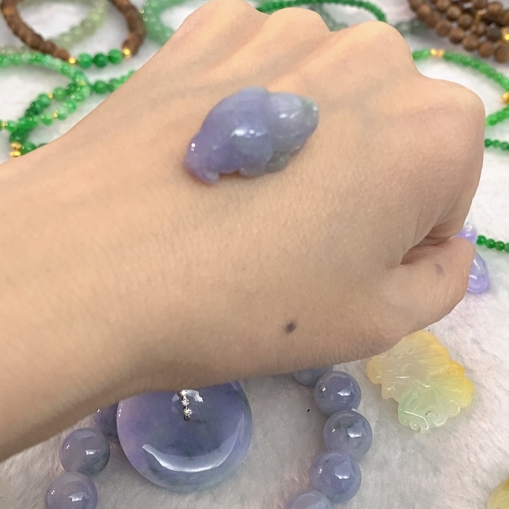 翡翠裸石紫色三角金赡