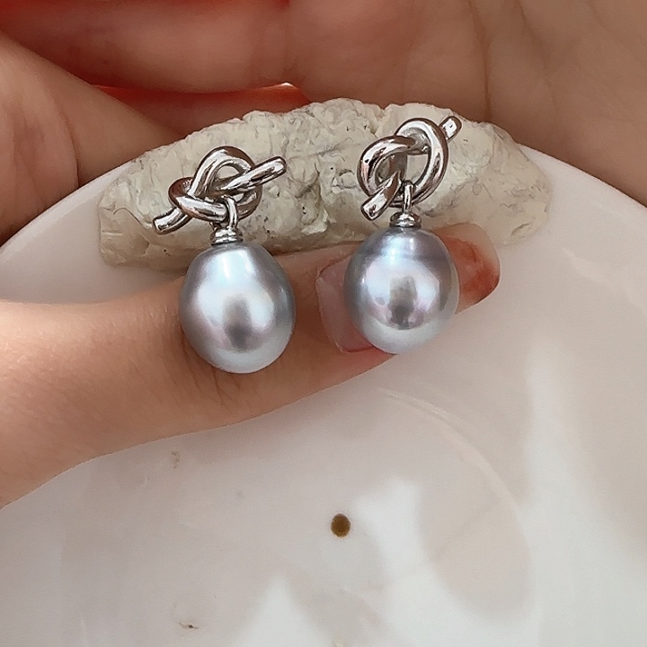 海水珍珠耳饰银S925镶嵌喵*困