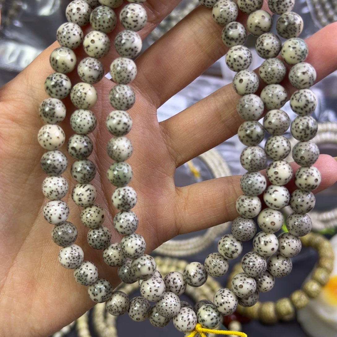 星月菩提手串石玉料糯冰带月圆珠8