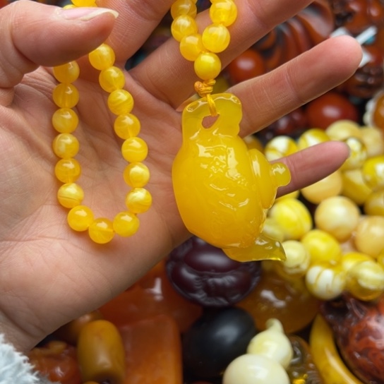 琥珀（花珀）手串未镶嵌蜜蜡